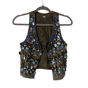 MAKE OFFER Matthew Williamson 2009 Leather beaded sequins jeweled vest small/med